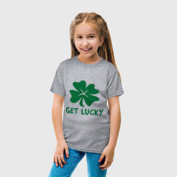 Футболка хлопковая детская Get lucky, цвет: меланж — фото 2