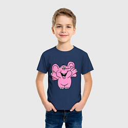 Футболка хлопковая детская Розовый слон, цвет: тёмно-синий — фото 2