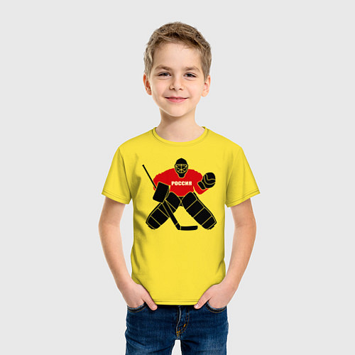 Детская футболка Хоккей Россия / Желтый – фото 3