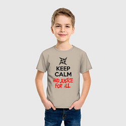 Футболка хлопковая детская Keep Calm & Justice For All, цвет: миндальный — фото 2