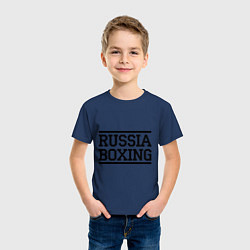 Футболка хлопковая детская Russia boxing, цвет: тёмно-синий — фото 2