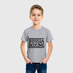 Футболка хлопковая детская Russia boxing, цвет: меланж — фото 2