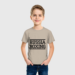 Футболка хлопковая детская Russia boxing, цвет: миндальный — фото 2