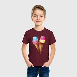 Футболка хлопковая детская Мороженое, цвет: меланж-бордовый — фото 2