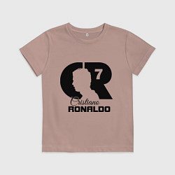 Футболка хлопковая детская CR Ronaldo 07, цвет: пыльно-розовый
