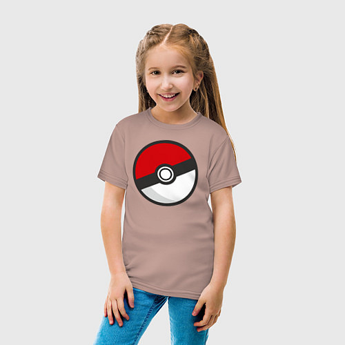 Детская футболка Pokeball / Пыльно-розовый – фото 4