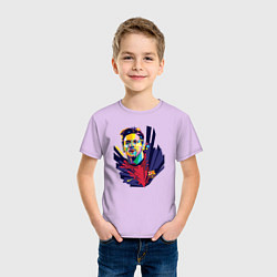 Футболка хлопковая детская Messi Art, цвет: лаванда — фото 2