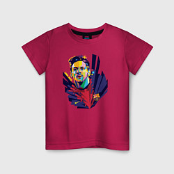 Футболка хлопковая детская Messi Art, цвет: маджента