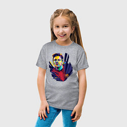 Футболка хлопковая детская Messi Art, цвет: меланж — фото 2