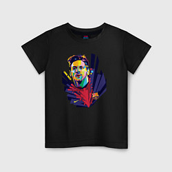 Футболка хлопковая детская Messi Art, цвет: черный