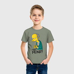 Футболка хлопковая детская Mr. Burns: I get money, цвет: авокадо — фото 2