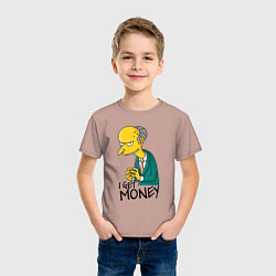 Футболка хлопковая детская Mr. Burns: I get money, цвет: пыльно-розовый — фото 2
