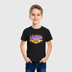Футболка хлопковая детская Los Angeles Lakers, цвет: черный — фото 2