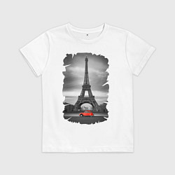 Футболка хлопковая детская Эйфелева башня, цвет: белый