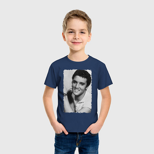 Детская футболка Улыбка Элвиса / Тёмно-синий – фото 3