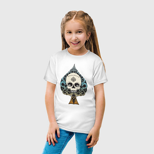 Детская футболка Череп (skull) (цветной) / Белый – фото 4