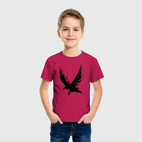 Детская футболка Черный ворон / Маджента – фото 3