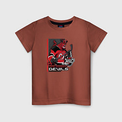 Футболка хлопковая детская New Jersey Devils, цвет: кирпичный