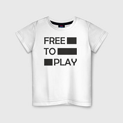 Футболка хлопковая детская Free to play, цвет: белый