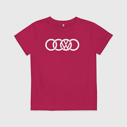 Футболка хлопковая детская AUDI VW, цвет: маджента