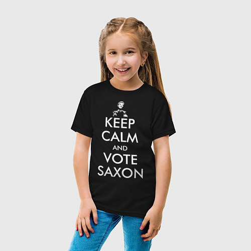Детская футболка Keep Calm & Vote Saxon / Черный – фото 4