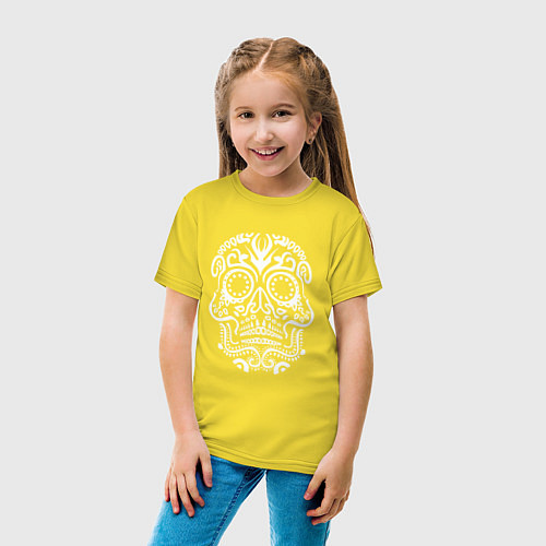 Детская футболка Мексиканский череп / Желтый – фото 4