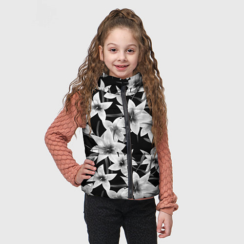 Детский жилет Лилии черно-белые / 3D-Светло-серый – фото 3