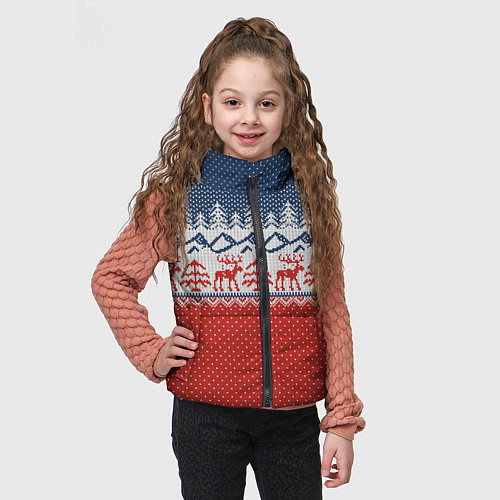 Детский жилет ВЯЗАНЫЙ УЗОР С ОЛЕНЯМИ / 3D-Светло-серый – фото 3