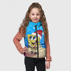 Детский жилет НОВОГОДНИЙ ГУБКА БОБ КВАДРАТНЫЕ ШТАНЫ, цвет: 3D-красный — фото 2