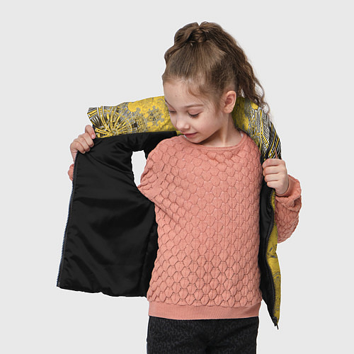 Детский жилет Коллекция Фрактальная мозаика Желтый на черном 573 / 3D-Черный – фото 4