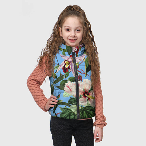 Детский жилет Цветы Сине-Цветочный Букет / 3D-Светло-серый – фото 3
