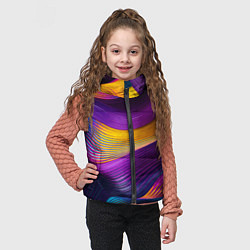 Детский жилет Абстрактная волновая композиция Неоновые полосы Ab, цвет: 3D-светло-серый — фото 2
