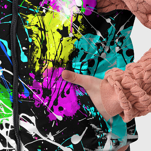 Детский жилет Разноцветные пятна краски на черном фоне / 3D-Красный – фото 5