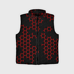 Детский жилет НАНОКОСТЮМ Black and Red Hexagon Гексагоны