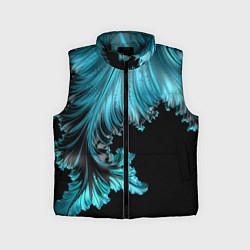 Детский жилет Черный с голубым неоновый фрактал Ледяная абстракц, цвет: 3D-черный