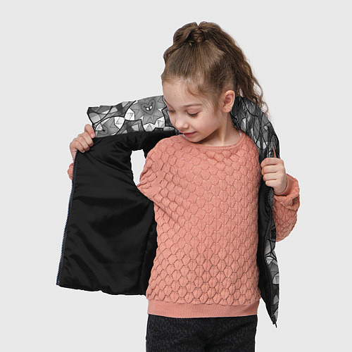 Детский жилет Черно-белый геометрический мозаичный узор / 3D-Черный – фото 4
