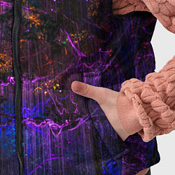 Детский жилет Неоновые лучи и листья - Фиолетовый, цвет: 3D-черный — фото 2