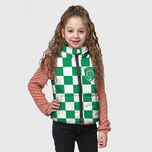 Детский жилет ФК Ахмат на фоне бело зеленой формы в квадрат / 3D-Светло-серый – фото 3