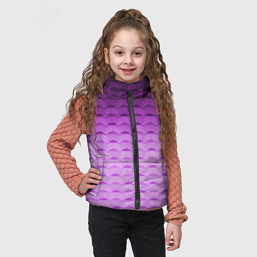 Детский жилет Фиолетово-розовый геометрический узор Градиент / 3D-Светло-серый – фото 3