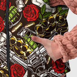 Детский жилет Мафия - кастеты, гранаты, пистолеты и розы, цвет: 3D-черный — фото 2