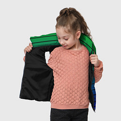 Детский жилет Черные полосы на синем, зеленом градиенте, цвет: 3D-черный — фото 2