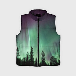 Детский жилет Сияние над лесом, цвет: 3D-черный