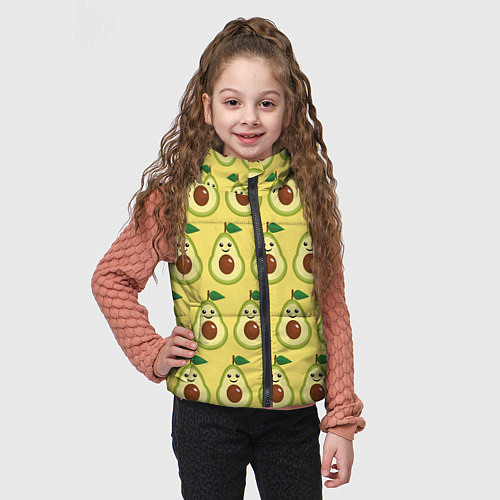 Детский жилет Авокадо Паттерн - Желтая версия / 3D-Светло-серый – фото 3