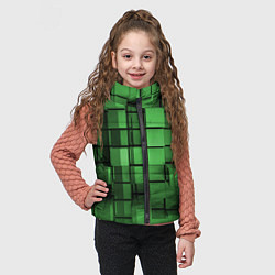 Детский жилет Киберпанк броня - Зелёный металлические кубы, цвет: 3D-черный — фото 2