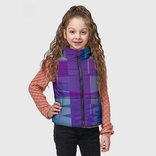 Детский жилет Геометрические объёмные фиолетовые кубы / 3D-Светло-серый – фото 3