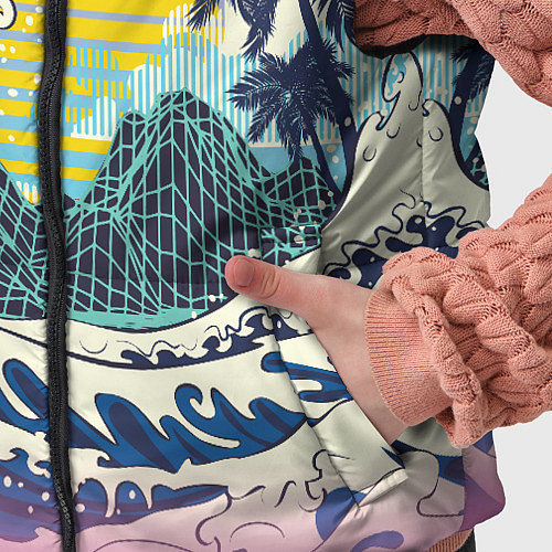 Детский жилет Штормовые океанские волны и пальмы / 3D-Красный – фото 5