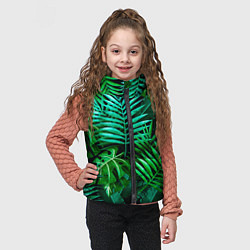 Детский жилет Тропические растения - текстура, цвет: 3D-черный — фото 2