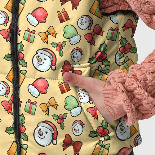Детский жилет Новогодний фон со снеговиками и подарками / 3D-Красный – фото 5