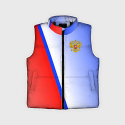 Детский жилет Россия полосы с гербом, цвет: 3D-черный