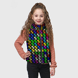 Детский жилет Разноцветные неоновые квадраты, цвет: 3D-красный — фото 2